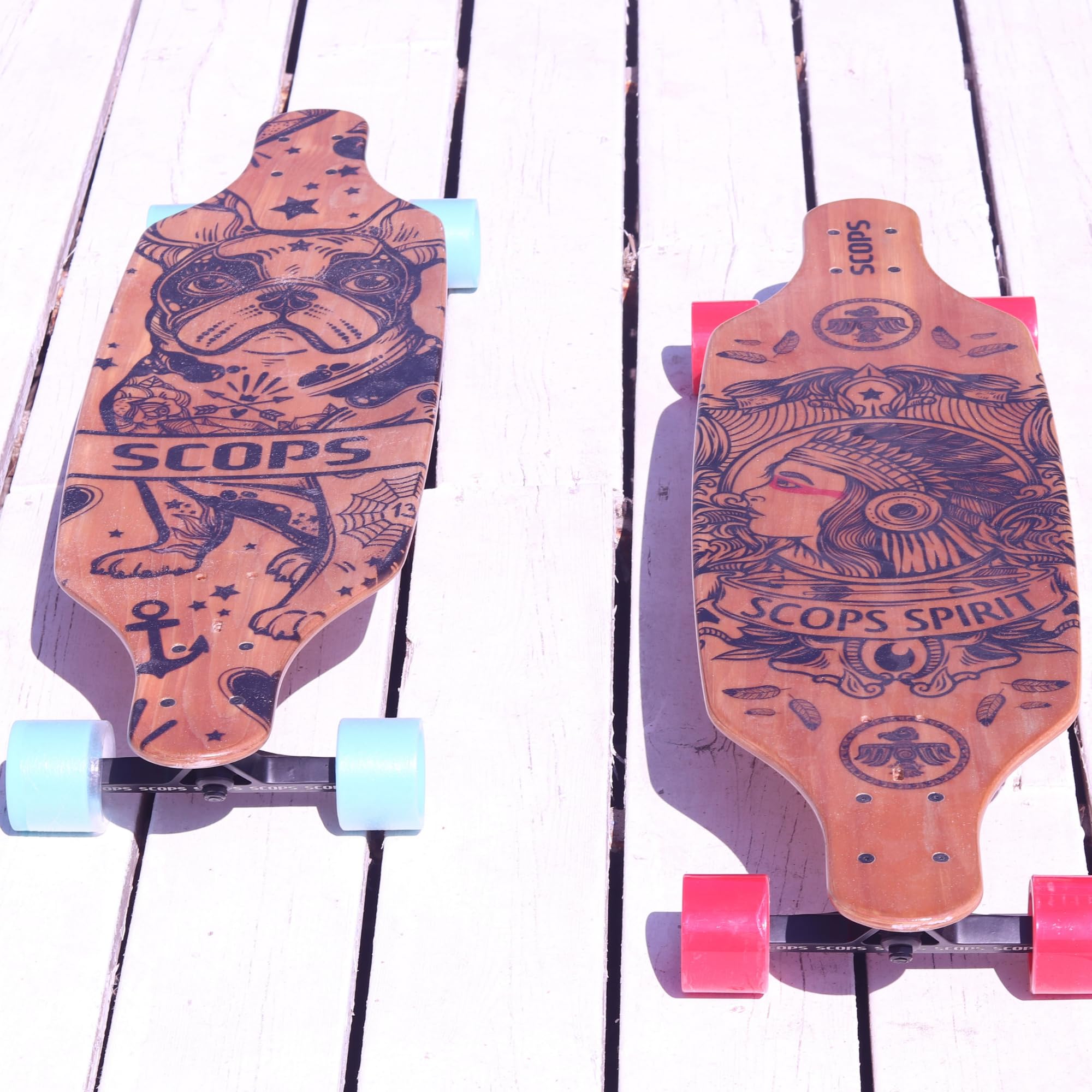 SCOPS Skateboard Shortboard 66 X 20,3 Cm – 8 Strati In Acero/Betulla/Faggio, Per Principianti E Professionisti, Stampa Full