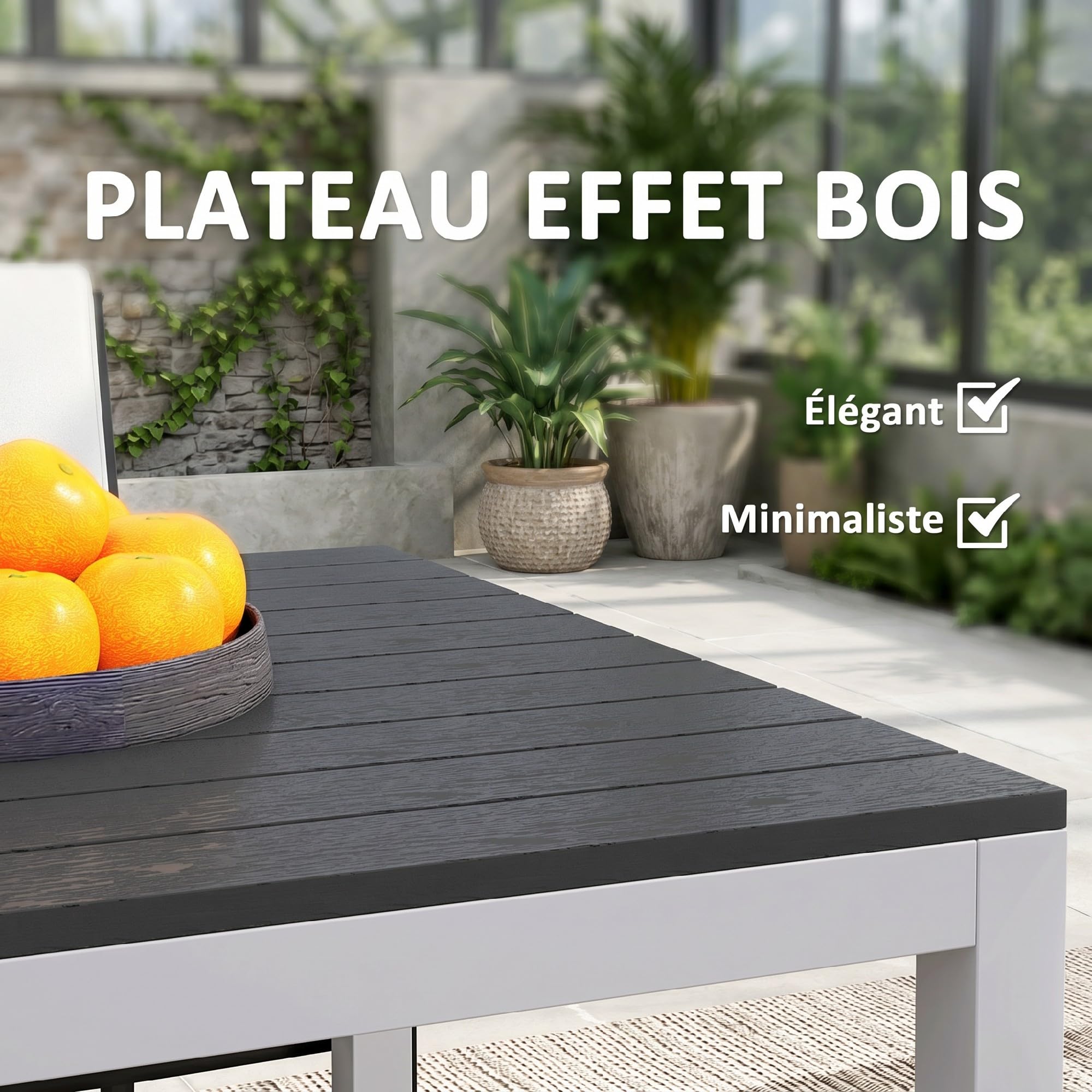 Outsunny Table à Manger de Jardin pour 4-6 Personnes 120 x 70 x 72 cm Noir