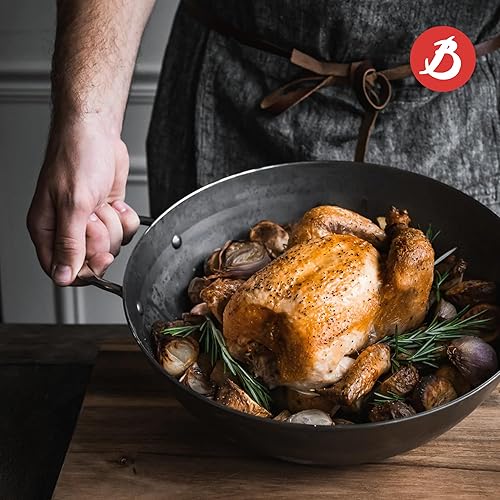 Miniatura 8 de de Buyer MINERAL B - Sartén de acero al carbono con dos asas, 12.5 pulgadas, ideal para saltear, cocinar a fuego lento, freír y comidas en una