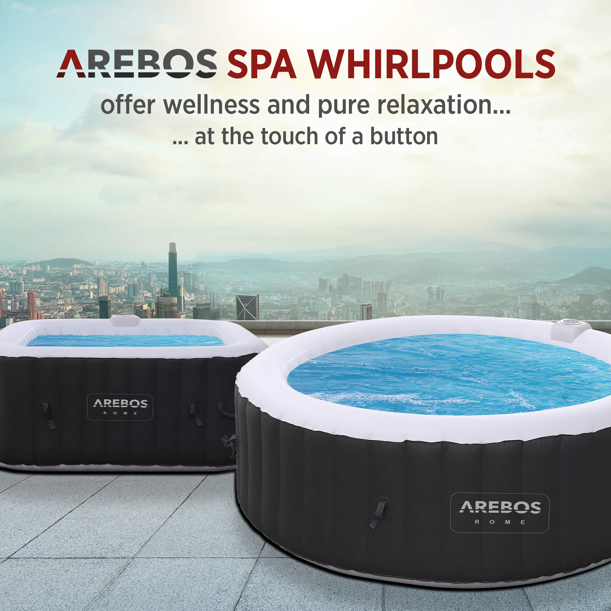 Arebos Comfort Set 2 Almohadas cervicales + portabebidas para bañera de hidromasaje | Blanco | 100% Resistente al Agua | con Forma ergonómica | Espuma de PU