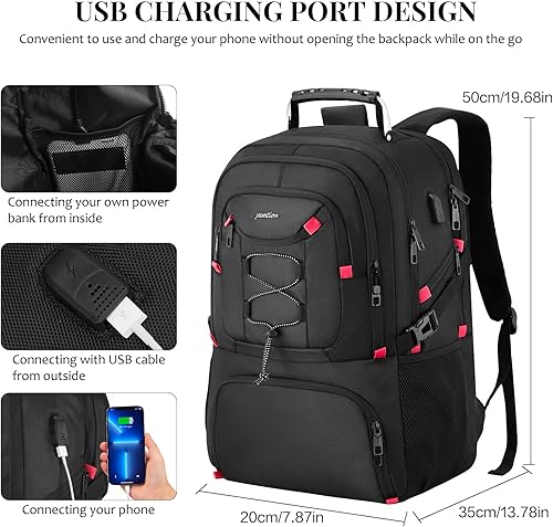 Miniatura 5 de YAMTION Mochila para laptop de 18.4 pulgadas con compartimento para zapatos para gimnasio, campamento, bolsa de viaje grande, mochila escolar para