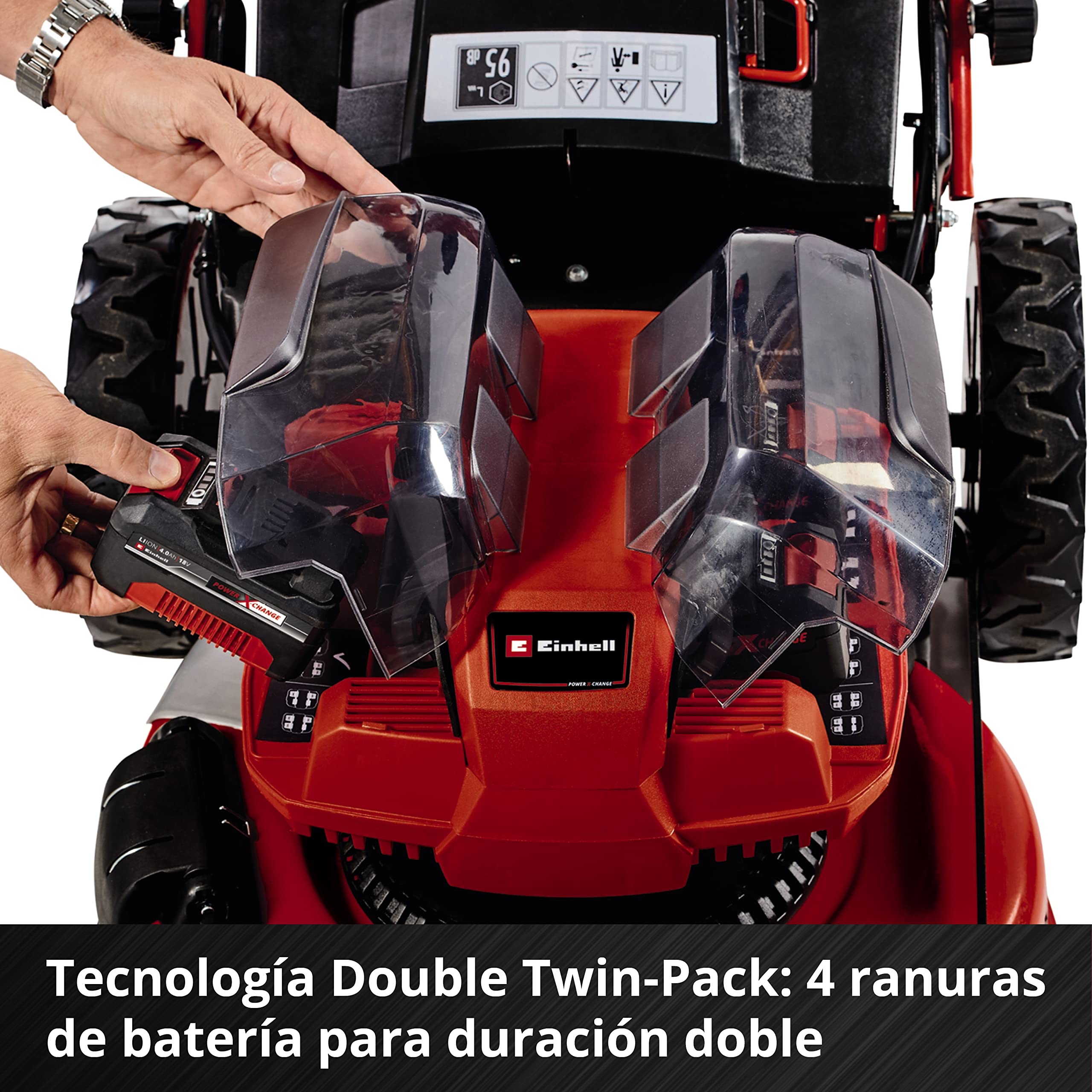 Einhell Professional Cortacésped con batería GP-CM 36/47 S HW Li Kit | PXC | 36 V | corte 47 cm | máx. 700 m² | accionamiento de rueda | Brushless | función de mulching | 4 baterías de 4,0 Ah