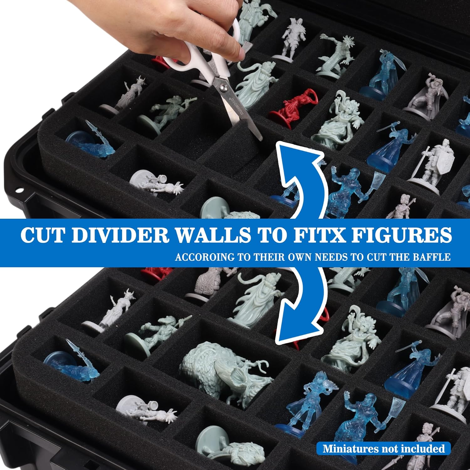Sturdy Hard Shell Miniature Figure Storage Case with 4 Foam Layer, 116 Slot Miniatures Transport Case Compatible with Warhammer 40k and DND Minis, RPG Miniature Carrying Case