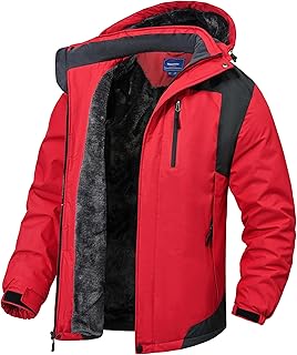 Winterjacke Herren Warme Wasserdichte Winddichte Fleece-Futter Outdoor Ski Snowboardjacke mit Abnehmbarer Kapuze