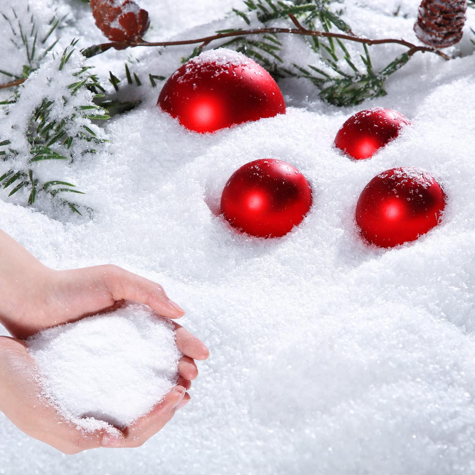 Christmas Twinkles Snow Fake Snow Decoration Craft Snow Artificial Flake Fake Snow Powder Filler for Christmas Party Decoration Supplies (White, 1300g)