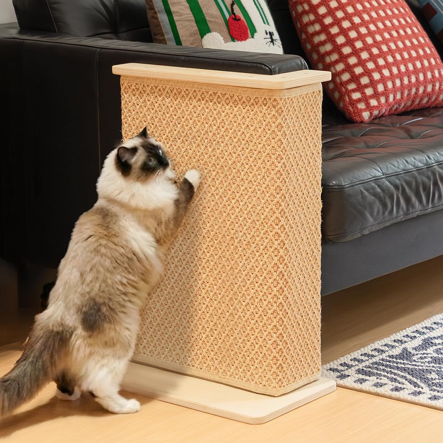 PETKARAY Extended Couch Corner Cat Scratcher, 24" Sisal Couch Protector from Cat Claws, Wider Couch Side Furniture Scratch Protection for Cats