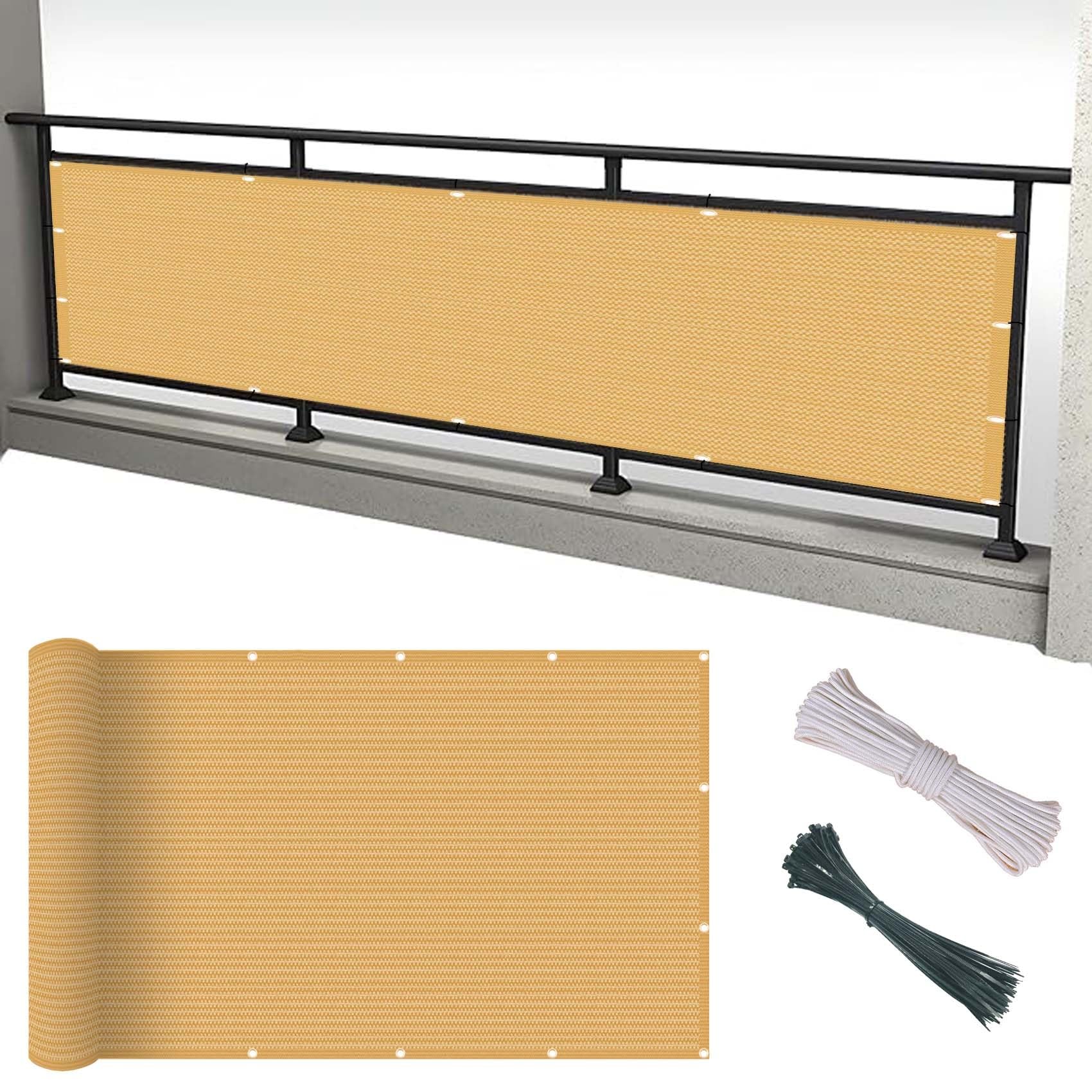 GJZQDKX Outdoor Fence Screen 130x310 cm UV & Tear Resistant Privacy Cover for Balcony & Patio Weather Resistant Sand Yellow with Cable Ties & Cord