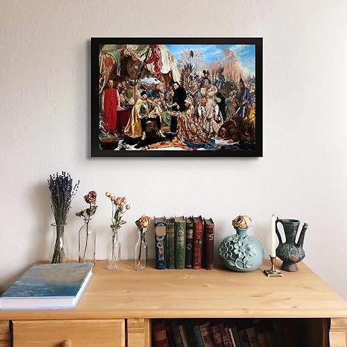 Miniatura 3 de Lost Cabin Bathory at Pskov de Jan Matejko Imprimir marco plano negro Reproducción de pinturas de obras de arte finas Póster decorativo enmarcado