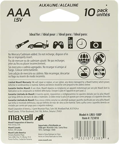 Miniatura 2 de Maxell 723810P - Batería alcalina lista para usar, larga duración y fiable, paquete de 10 pilas AAA con alta compatibilidad