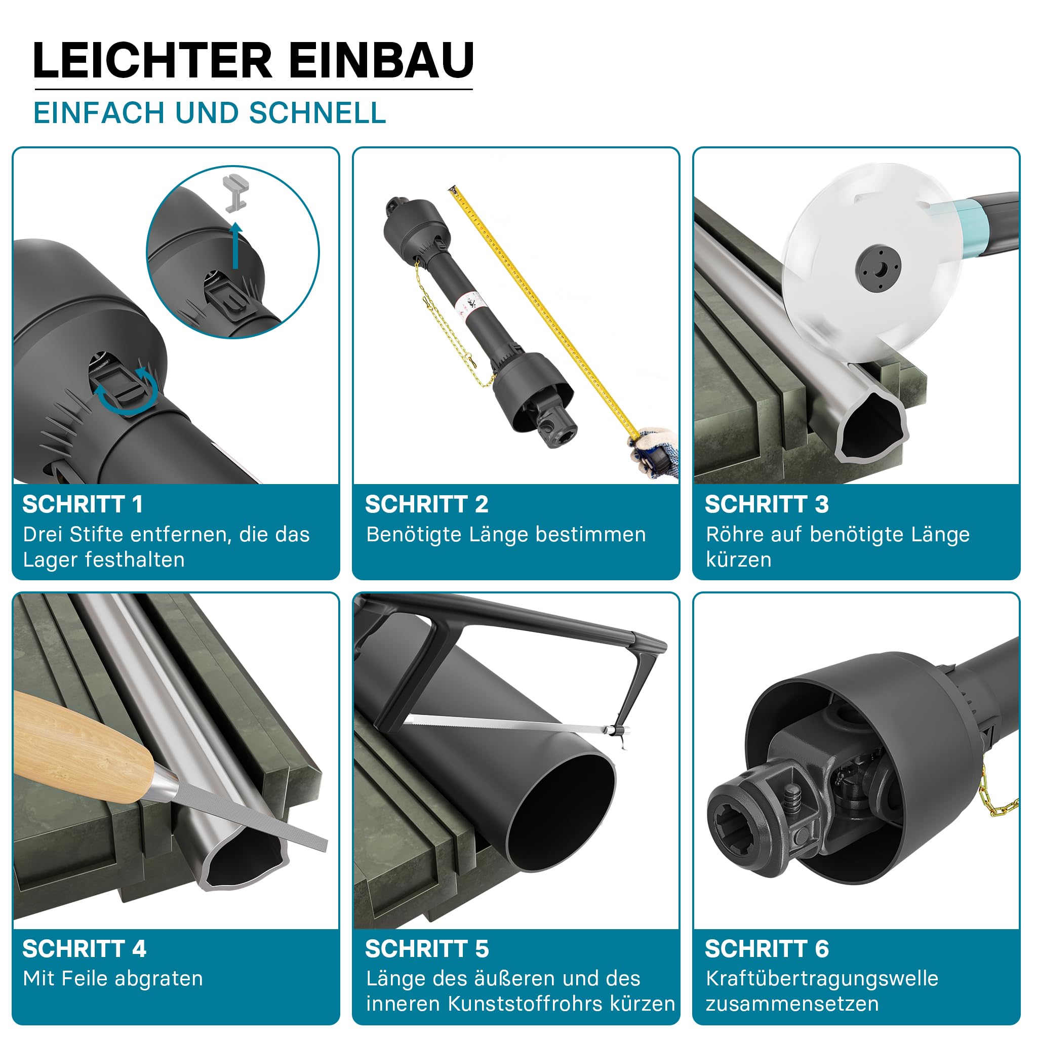 Wiltec Zapfwelle T4 Gelenkwelle 850-935mm 460Nm 540U/min, PTO-Shaft, 40kW (55PS), 2X 1 3/8" 6 Zähne