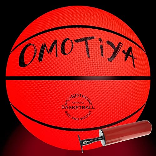 OMOTIYA Baloncesto con luz LED que brilla en la oscuridad, no 7 para adolescentes, equipo deportivo genial, regalos para niños y niñas de 8, 9, 10,