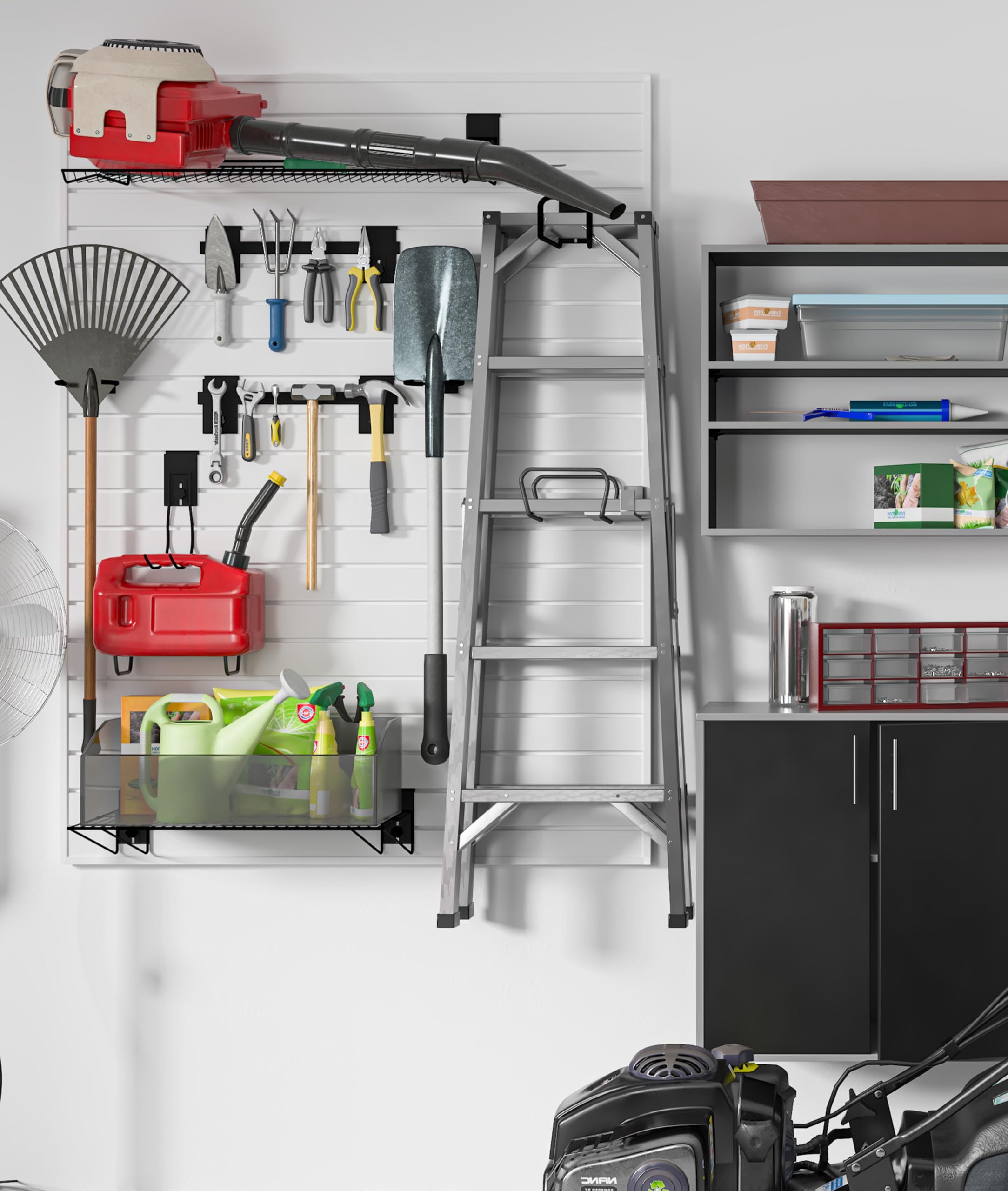 Werkzeugwand,118 x 160 x 1,77 cm, WPC Wandpaneel Werkzeughalter Organizer, Wandhalterung, Ordentlich in Werkstatt, Lager, Keller, Werkbank, Garage, Laden (Weiß, 118x160)