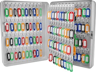 Barska 160-Key Organizer Lock Box – Wall Mount Steel Key Cabinet with Numbered Hooks, Color-Coded Key Tags &amp; Secure Lock –...