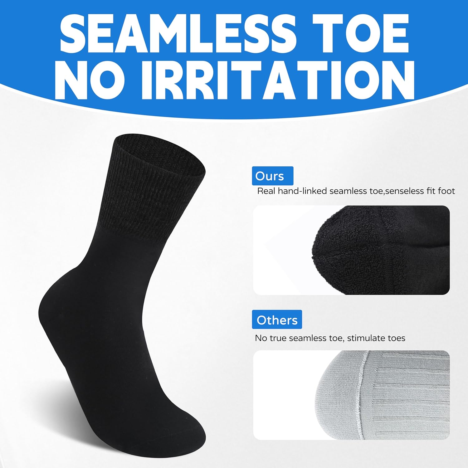 Forcool Non-Binding Cushion Crew Cotton Diabetic Socks for Men and Women, M/L/XL, 3/6 Pairs - Image 5