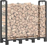 Mr IRONSTONE 4ft Heavy Duty Firewood Rack - Adjustable 2600lbs Capacity Log Holder for Indoor Outdoor Patio Fireplace Storage