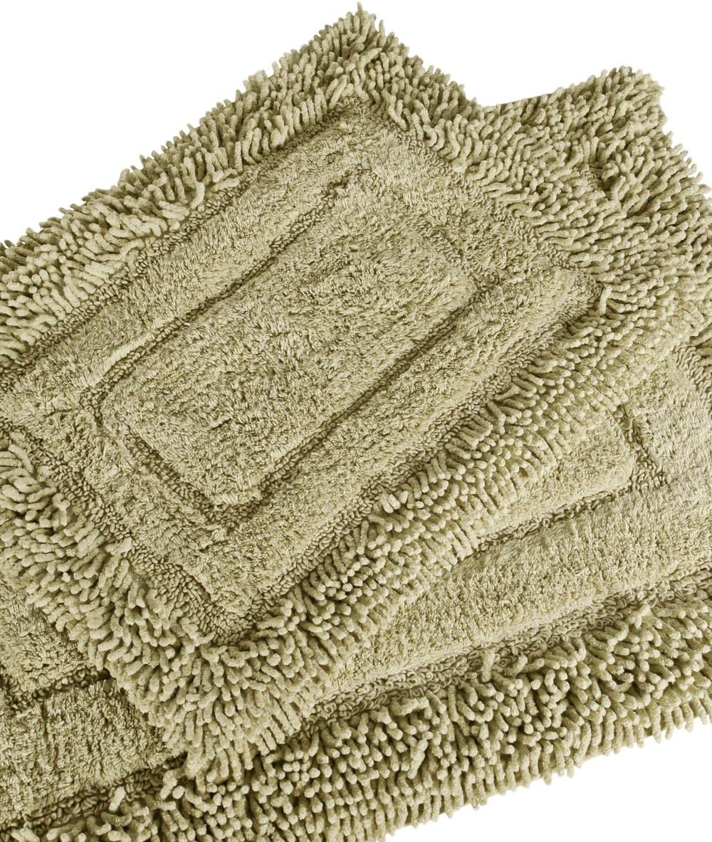 Trade Linker 2 Piece Savoy Shaggy Bath Rug Set, 21" x 34", Sage