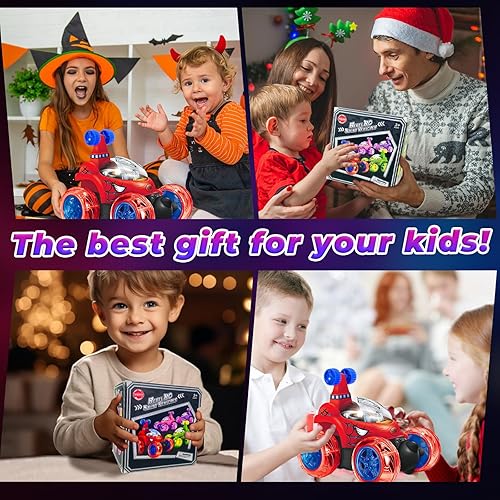 Miniatura 6 de YongnKids Coche de control remoto para niños de 3, 4 a 8 años de edad, auto de acrobacias con control remoto con luces y música, rotación de 360,