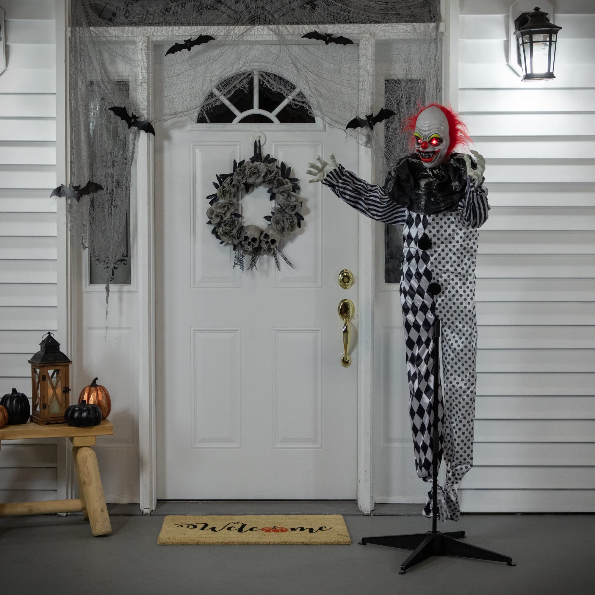 5.5' Animated Standing Clown with Glowing Eyes Halloween Decoration