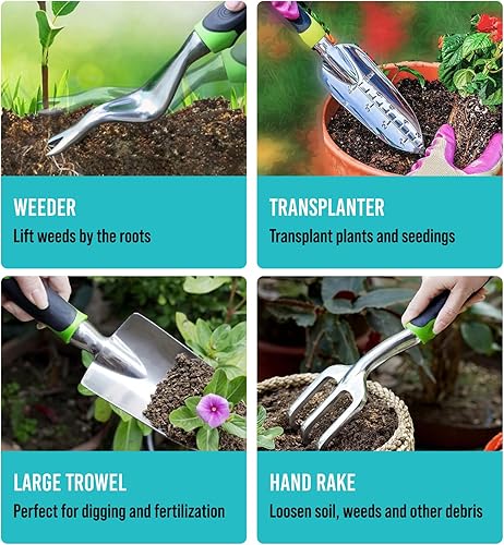 Miniatura 4 de Juego de herramientas de jardín resistentes de 22 piezas, a prueba de óxido, antideslizantes, suministros de jardinería duraderos, herramientas de