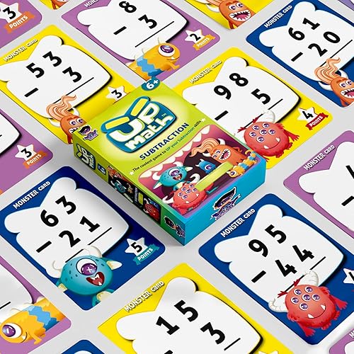 Miniatura 2 de Yuka Champs Upmath - Tarjetas flash para resta, juegos de cartas de matemáticas para niños de 6 a 12 años, juegos educativos de escuela en casa,