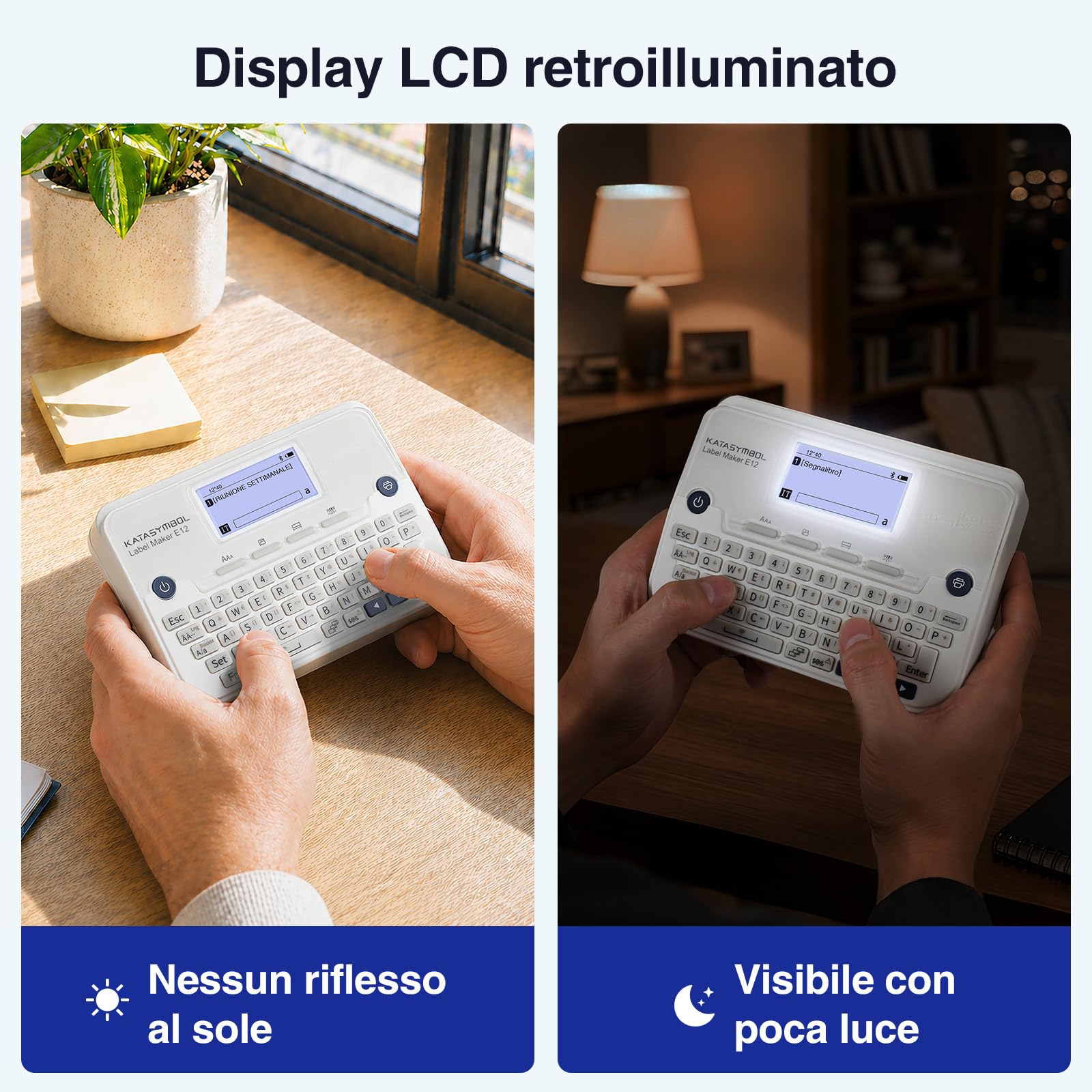 SUPVAN E12 - Etichettatrice con tastiera QWERTY, schermo grafico retroilluminato, per casa, ufficio e scuola, colore: bianco