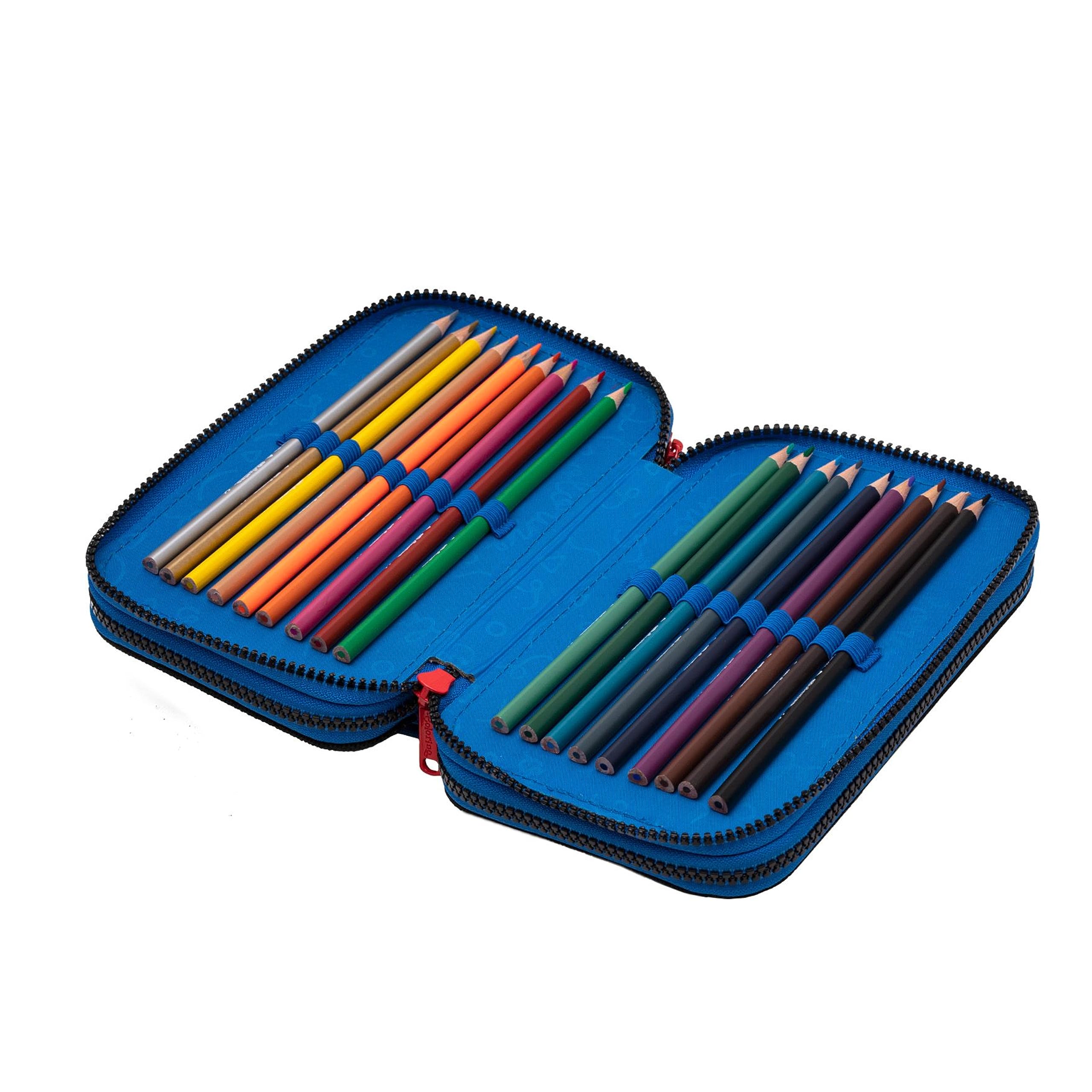 Goldkids Federtasche 3-fache Federmappe Colorino NASA Federmäppchen 46-teilig gefüllte Schüleretui Stifte und Pinsel inkl. Aufgabenheft Federbox Etui Stiftetasche Schlamper-Etui Schul-Etui