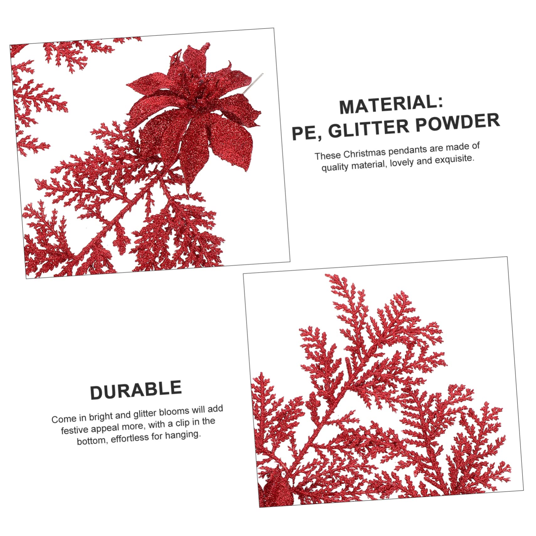 TOPBATHY Lot De 3 Branches De Pin Artificielles pour Sapin De Noël Décoration À Paillettes Imitation Pin avec Clip pour Décorations De Fête 6 Pièces X 3