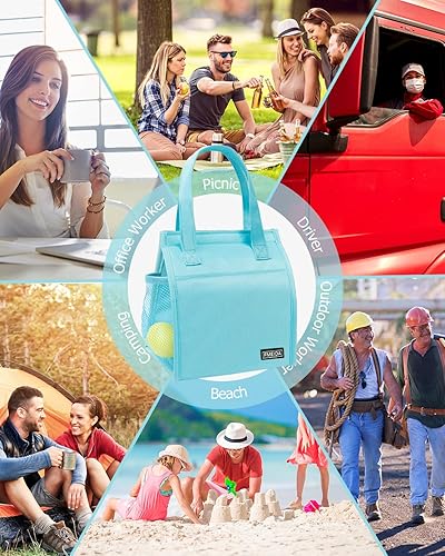 Miniatura 7 de Fmeida Bolsa de almuerzo aislada para mujer, bolsas simples para el almuerzo, bolsa térmica impermeable, bolsa de almuerzo reutilizable para adultos