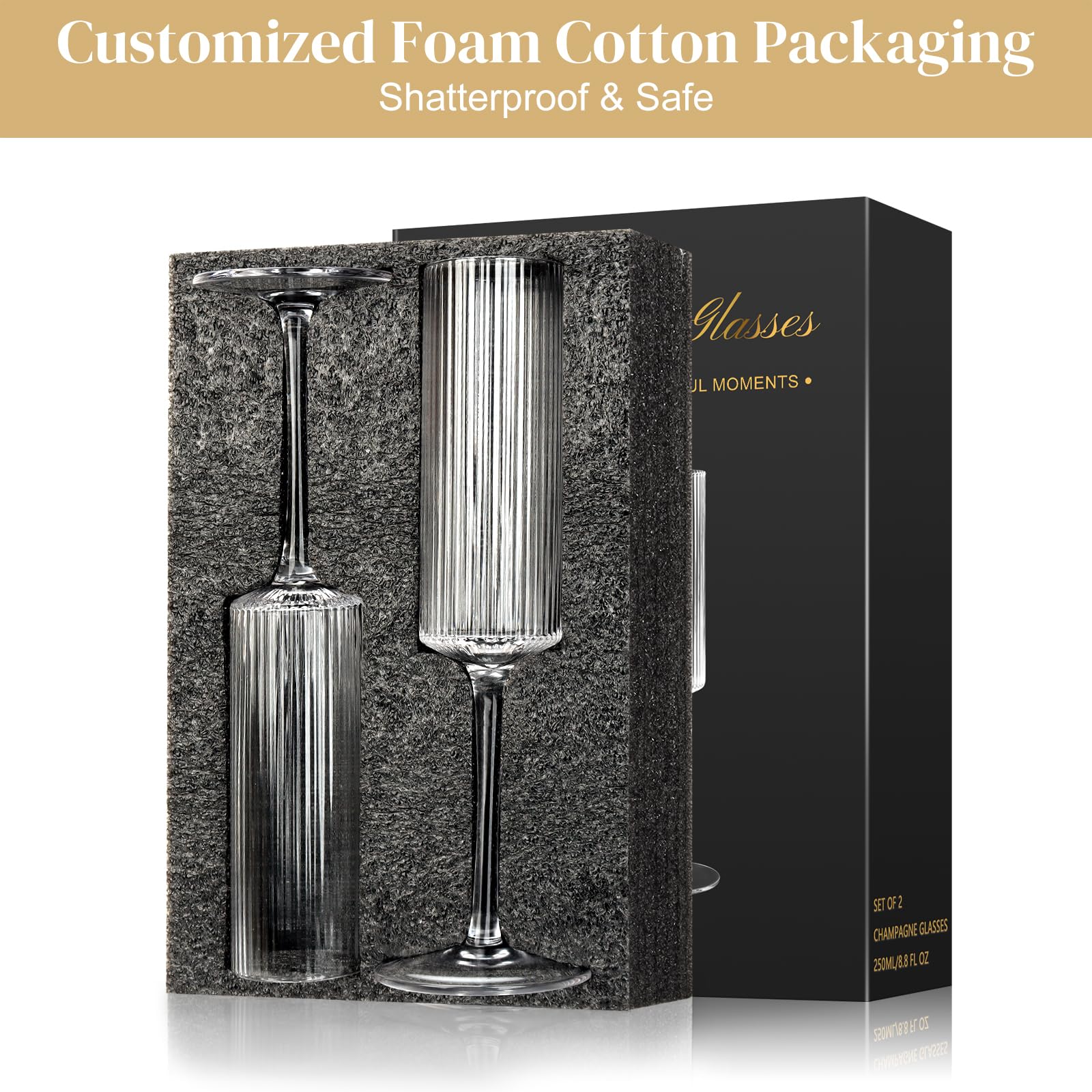 Pinstripe Champagne Flutes - Elegant Gift Set -7 Pinstripe Champagne Flutes - Elegant Gift Set -7
