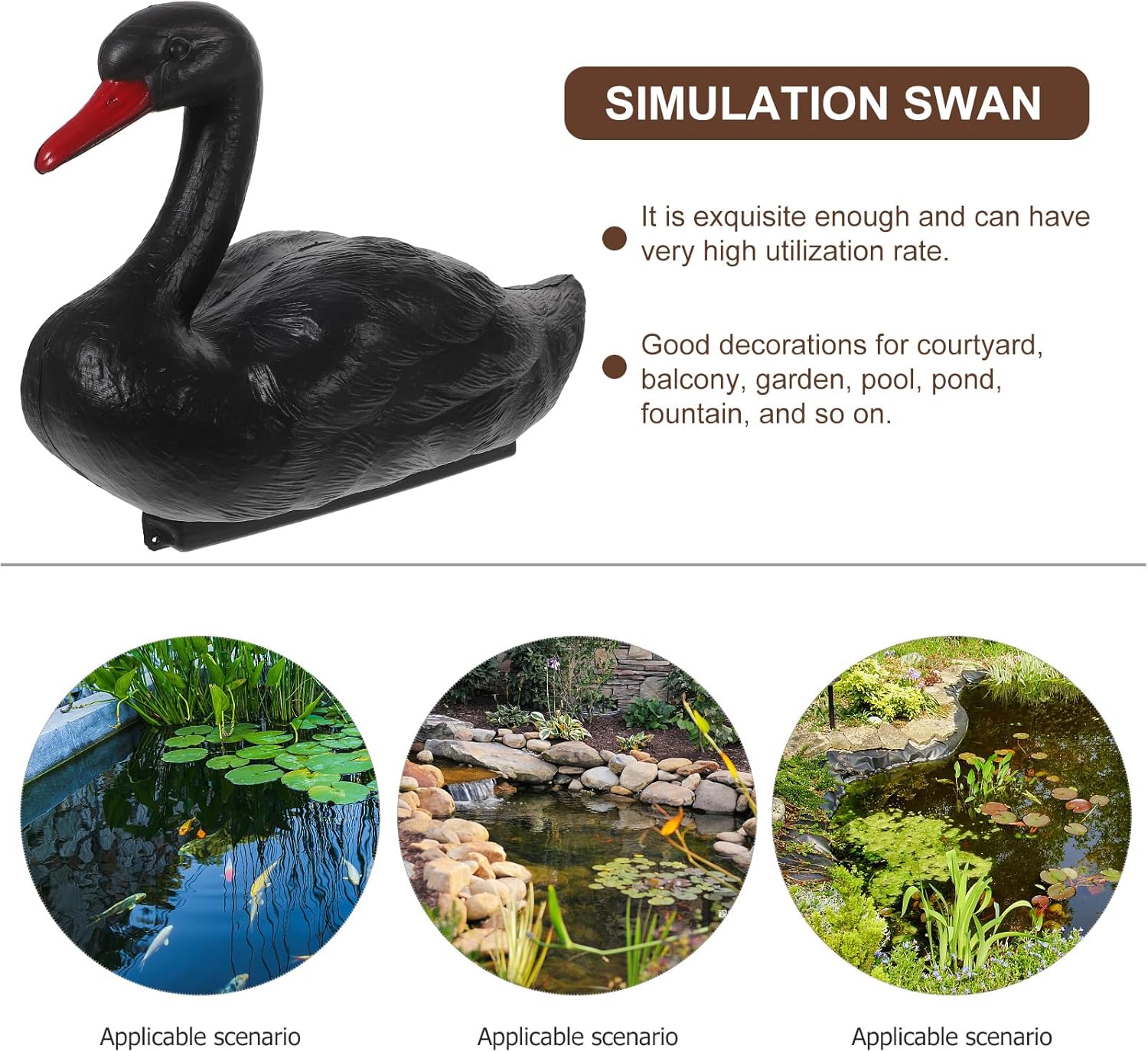 Cabilock Realistic Floating Swans for Pool Black Swan Decorations Garden Ornament