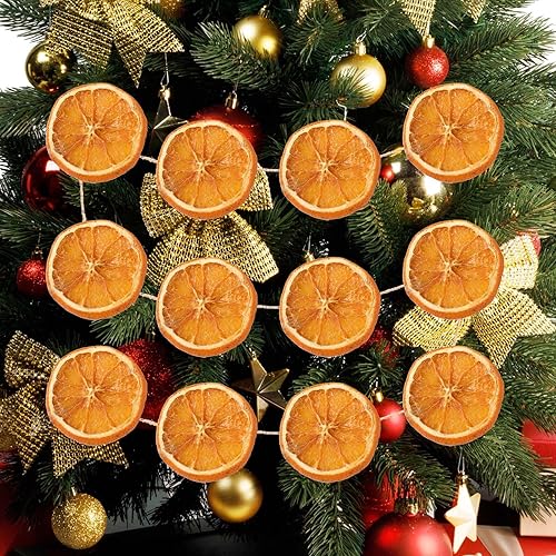 Miniatura 7 de Decoraciones de Navidad, guirnalda de otoño de rodajas de naranja seca de 6.6 pies, guirnalda naranja rústica para chimenea, hogar, pared, puerta,