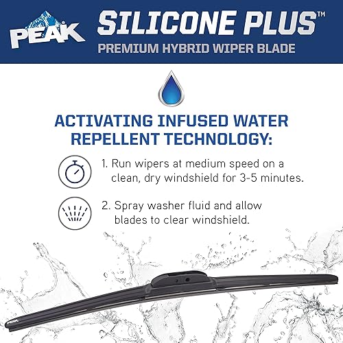 Miniatura 6 de PEAK Silicone Plus - Escobilla limpiaparabrisas híbrida de 18 pulgadas para todo clima, repuesto premium para parabrisas delantero con conector