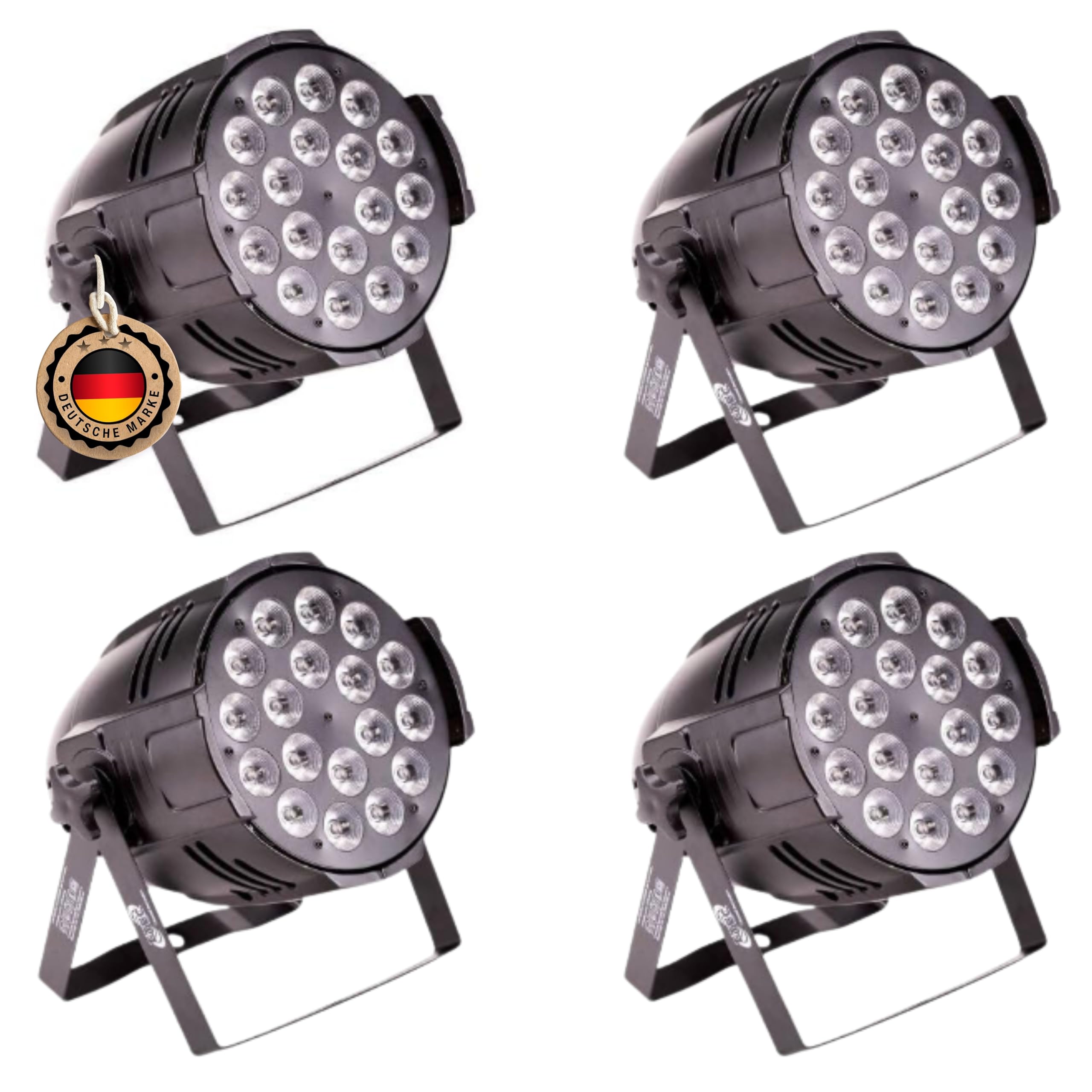 ETEC Professional 4x LED PAR 64 18x12W RGBWA 5in1 Scheinwerfer Floorspot Disco Party Event Floospot Fluter DJ Club Set Lichtanlage Effekt Farbmischung Bühnenlicht