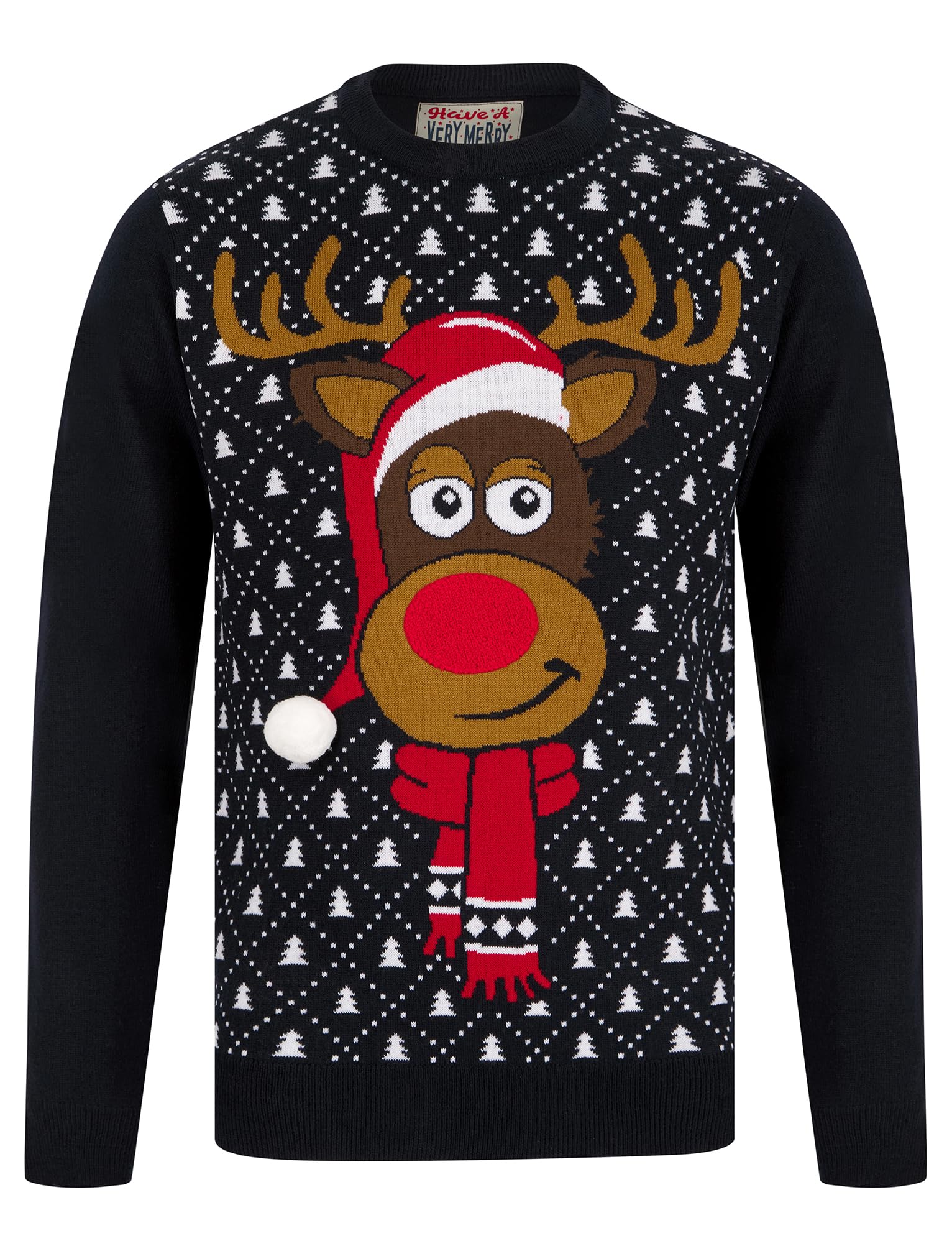 Tokyo Laundry Men's Santa Hat Motif Novelty Christmas Jumper in Ink - Merry Christmas - M