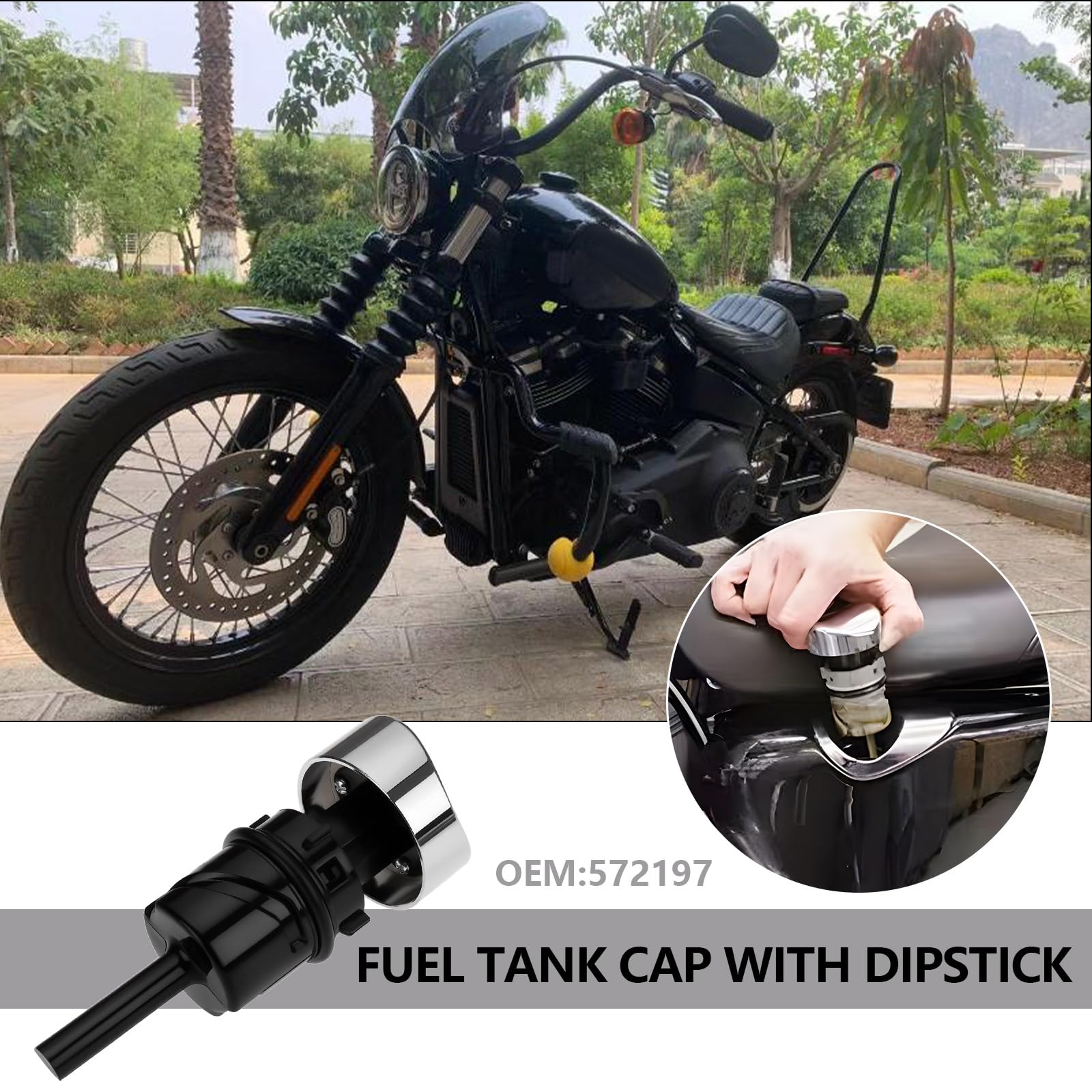 1-teiliger Öltankdeckel mit Ölmessstab Ersatzteil 572197 Kompatibel mit Harleys Davidson Sportster XL 2004-2020 XR1200 2008-2012