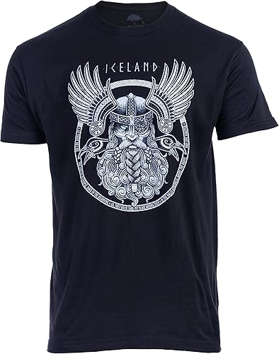 Miniatura 2 de Islandia Odin Mitología nórdica islandesa Dios Reykjavik Valhalla Cuervo vikingo nórdico Thor camiseta