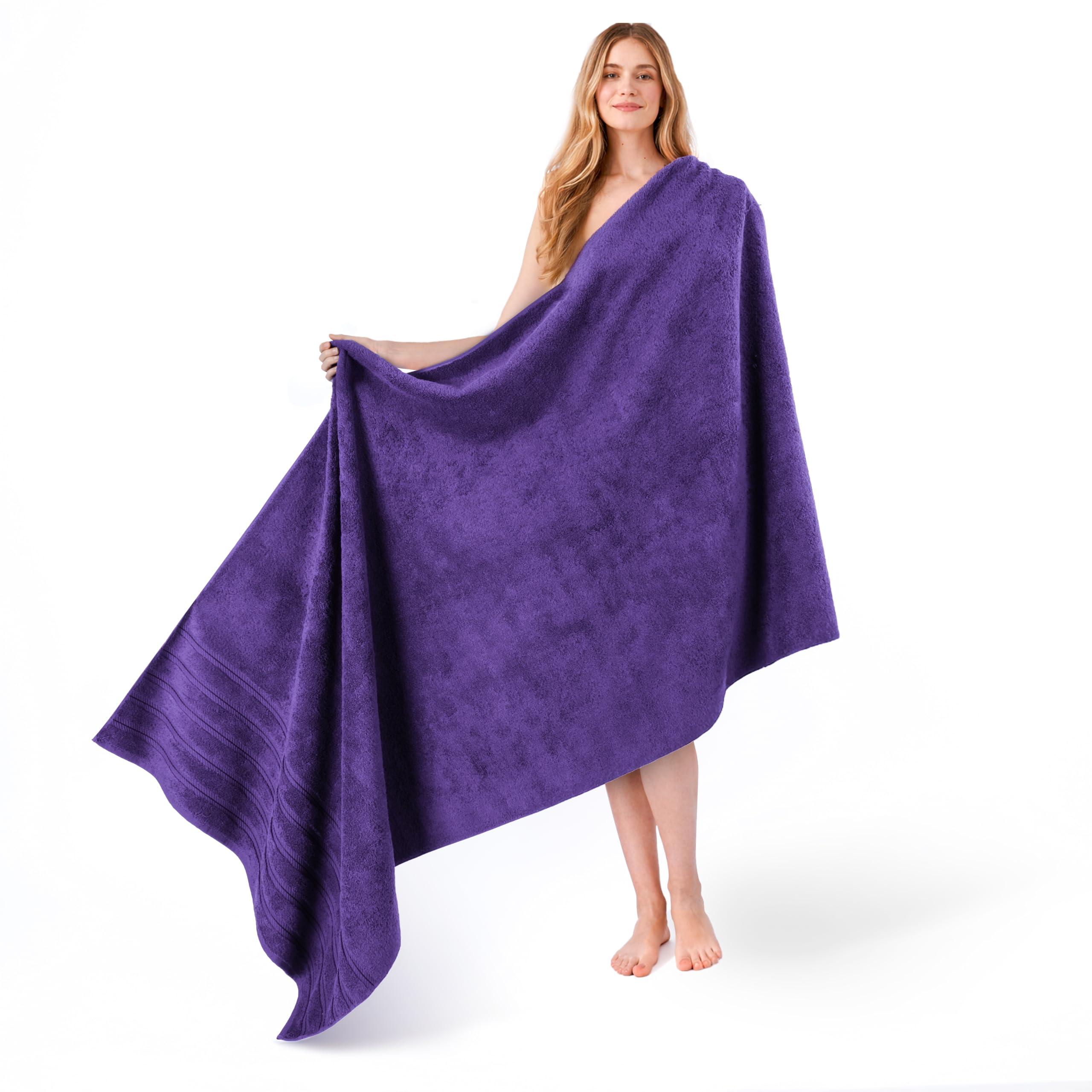 American Soft Linen 35x70 Jumbo Large Bath Towels, 100% Cotton Turkish Bath Sheet, Oversized Luxury Bath Towel Sheets for Bathroom Beach and Pool, Purple — image 1