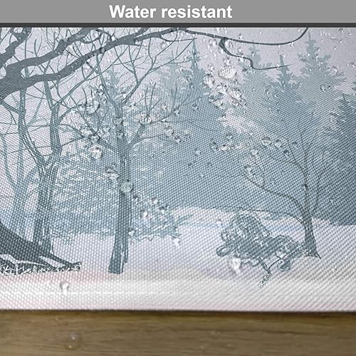 Miniatura 6 de Ambesonne Juego de 4 alfombrillas de invierno con temática de temporada de invierno, árbol sin hojas en el bosque nevado y pájaros voladores,