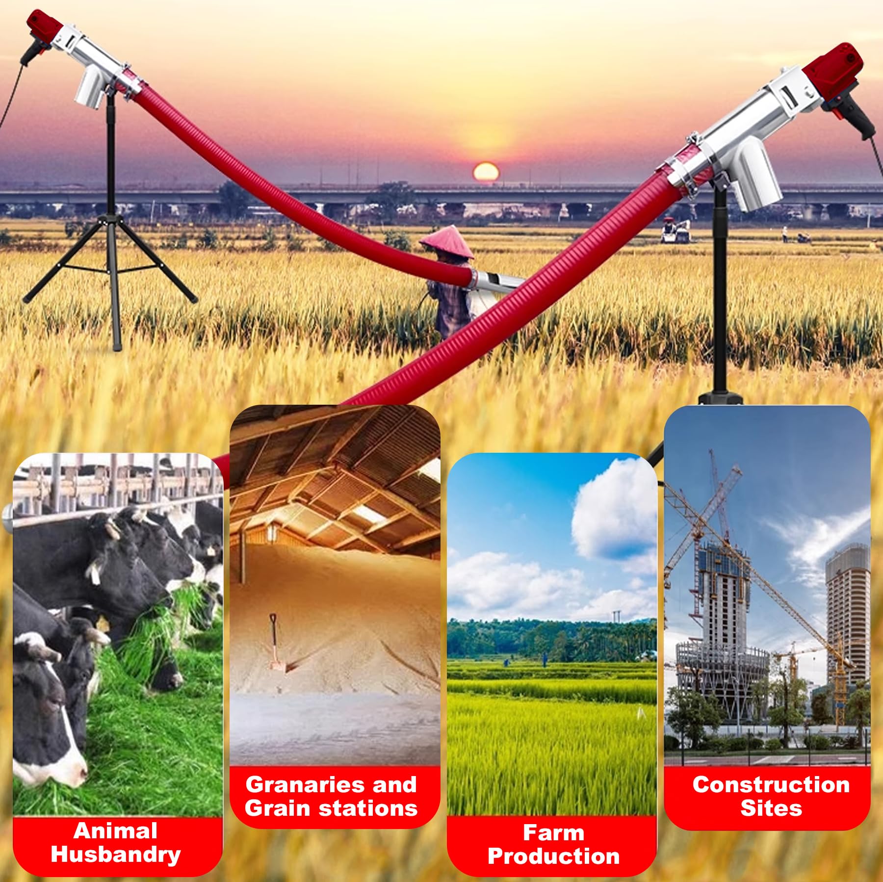 Trasportatore Portatile per granuli, trasportatore a coclea Elettrico da 110 V per Cereali/Polvere/Cemento/Sabbia, Macchina aspirante da 2000 W per Uso agricolo/Domestico