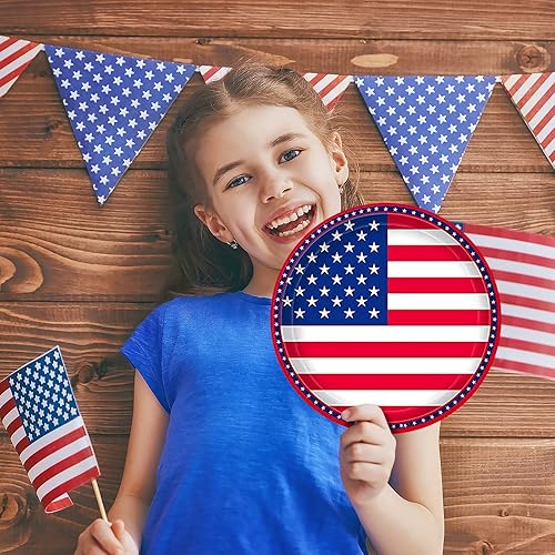 Miniatura 3 de Gatherfun Servilletas desechables y platos de papel para fiestas patrióticas con la bandera estadounidense, Día de las elecciones, 4 de julio, Día