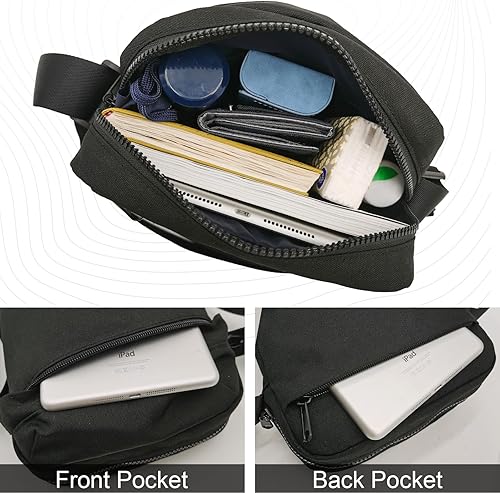 Miniatura 5 de QIDI Bolso cruzado pequeño unisex bolso de hombro lateral antirrobo Negro -