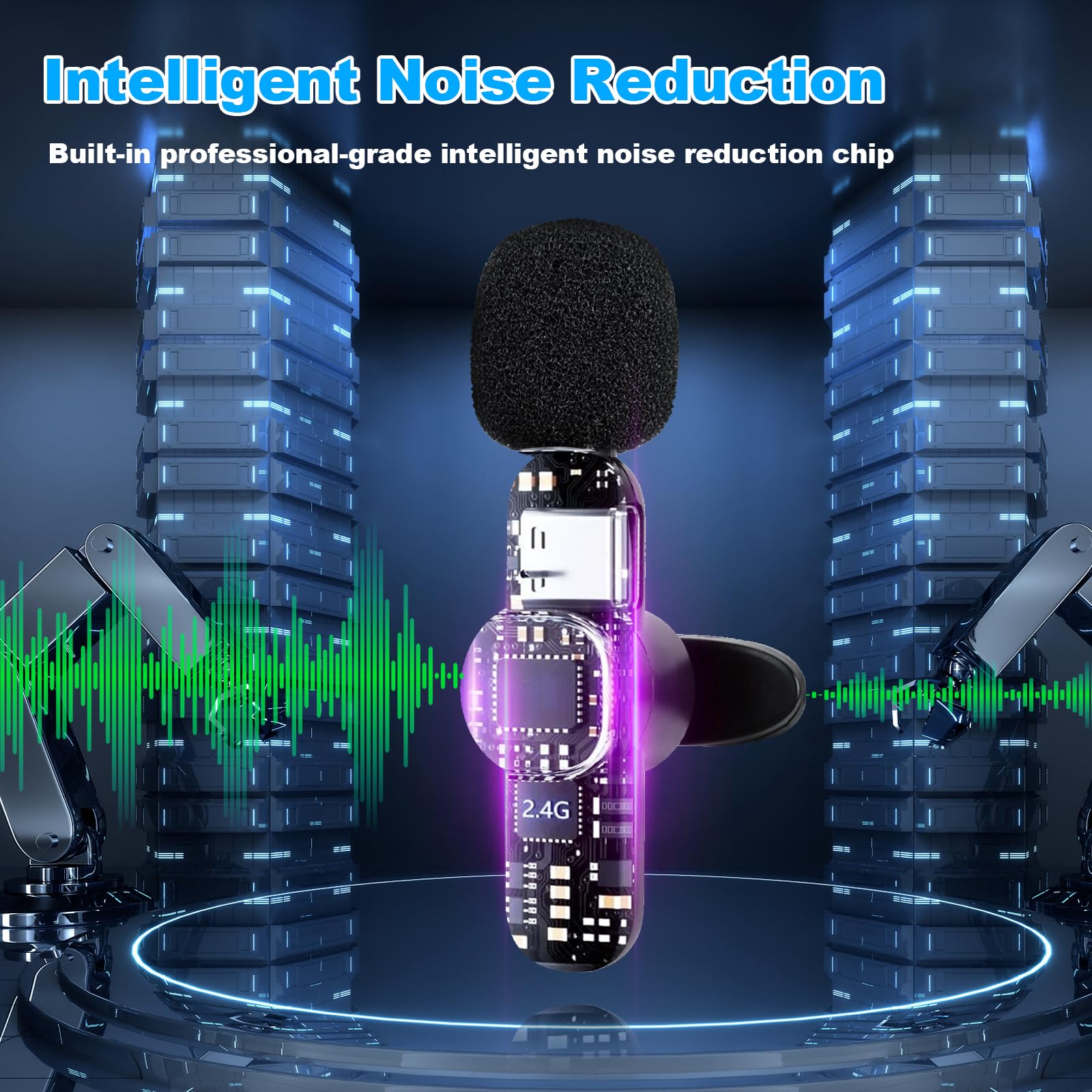 Micrófono Inalámbrico Lavalier para iPhone/Android/PC, 3 en 1 Micrófono Inalámbrico Profesional, Plug & Play, Portátil Micrófono para Grabación de Video, Youtube, TikTok, Vlog, Facebook