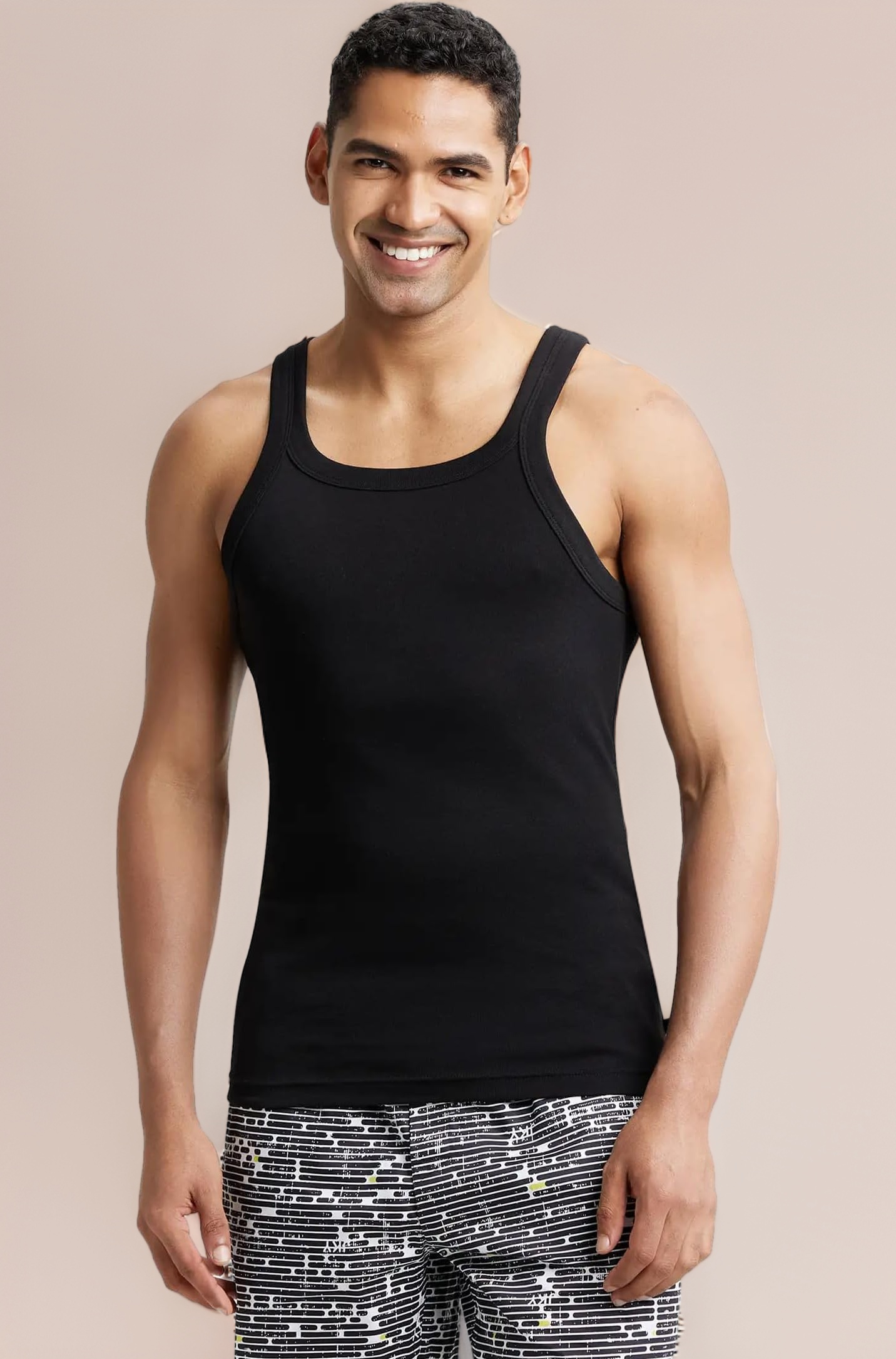 Jockey US26 Men's Super Combed Cotton Rib Square Neckline Gym Vest