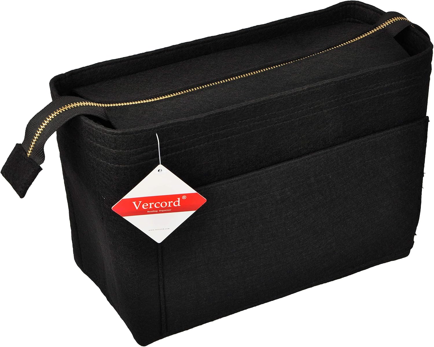 Vercord Felt Zipper Handbag Tote Purse Duffel Backpack Organizer Insert Black Medium - Image 2