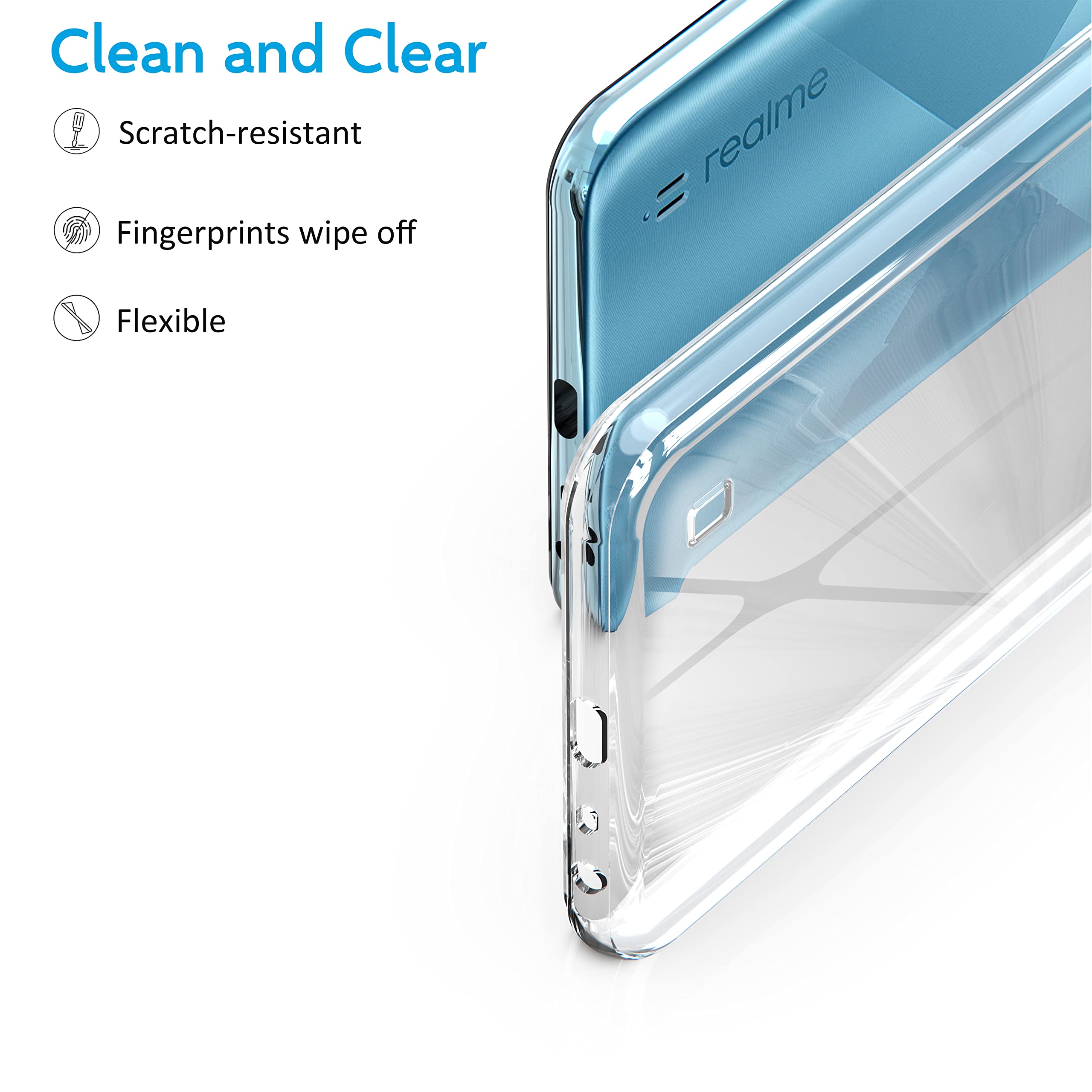 N NEWTOP Cover Trasparente In TPU Morbido Per Realme C21 – Sottile, Flessibile E Antigraffio