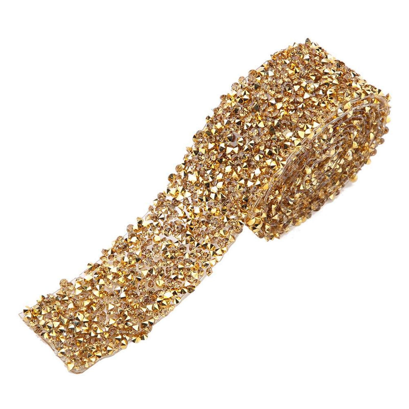 Nastro Strass Cristallo - 3 Rotoli Oro (1.5cm, 2cm, 3cm) - Per Decorazioni Matrimonio E Feste - Foto 10