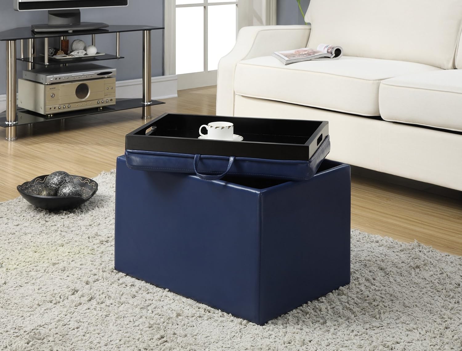 Convenience Concepts Designs4Comfort Accent Storage Ottoman, Blue