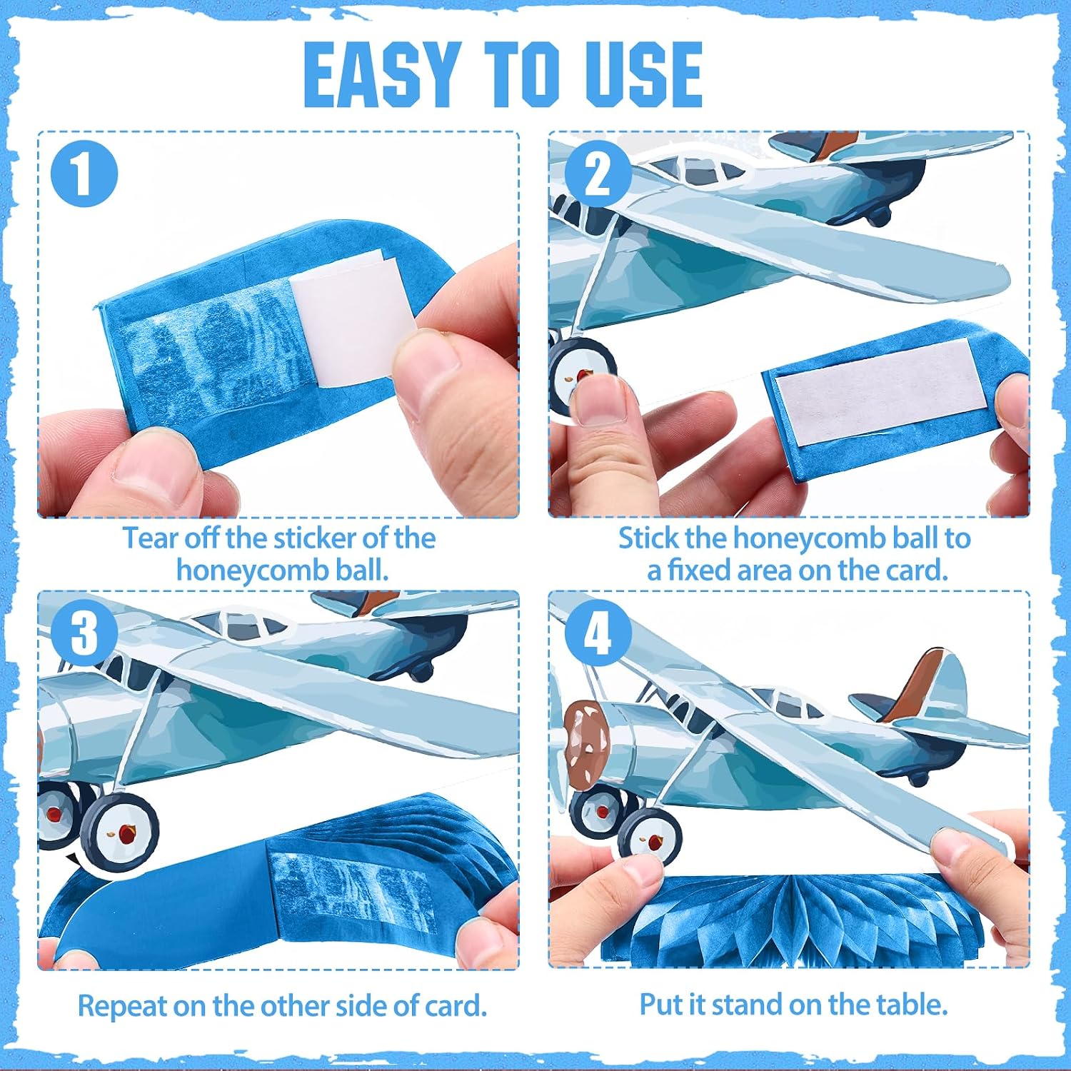 10Pcs Airplane Party Decorations Airplane Honeycomb Centerpieces Table Decorations for Birthday Baby Shower Aircraft 3D Centerpieces for Tables Double Side Table Topper for Plane Theme Party Supplies