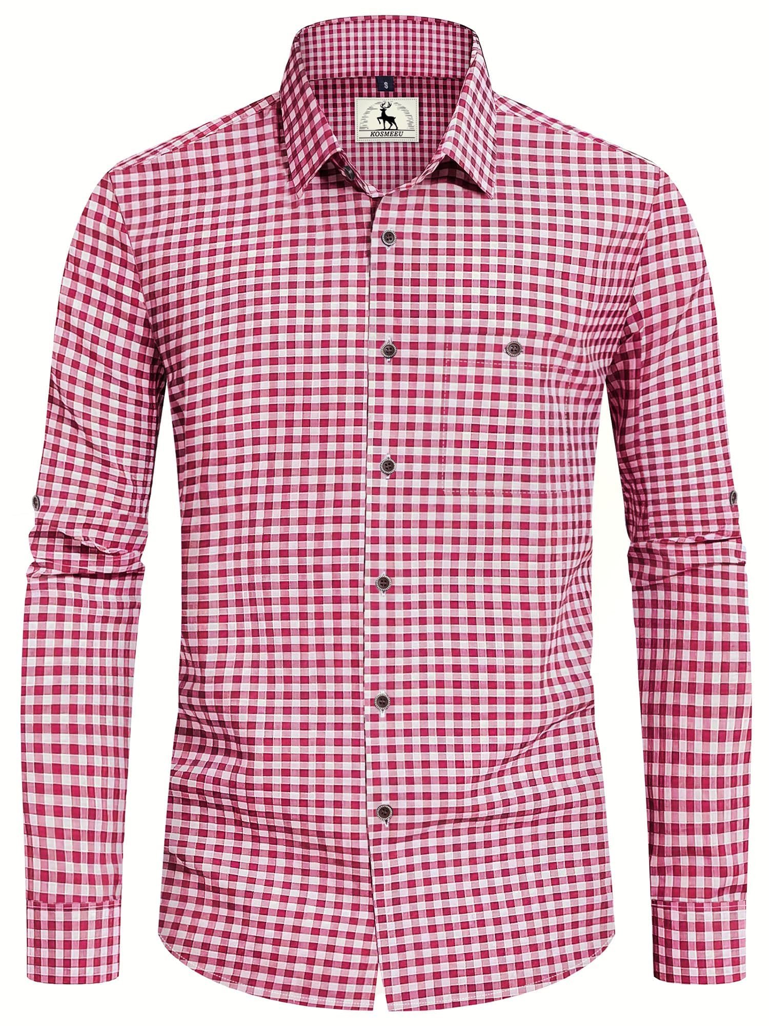 Camicia Oktoberfest Uomo Camicia Bavarese Camicie Tirolese Costume Bavarese Herren Rosso Blu Verde