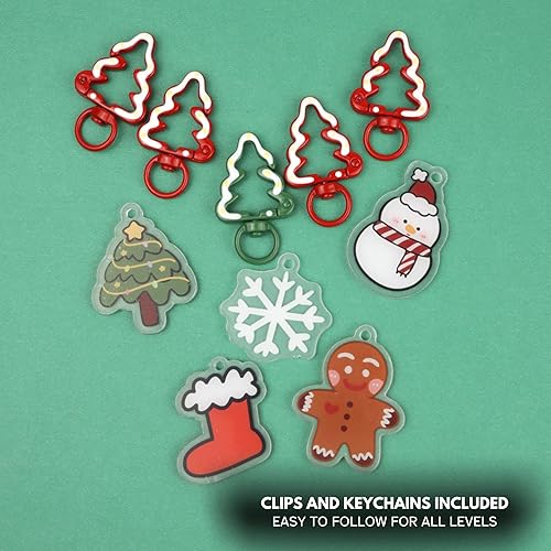 Miniatura 2 de Needzo Kit de ganchillo de llavero de Navidad, Amigurumi navideño, todos los suministros incluidos, tutoriales en video paso a paso, 5 diseños